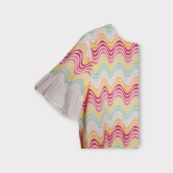 Tularosa Womens Lexi Shift Dress Pastel Rainbow Wave Print M Sorbet Colorful - Picture 4 of 9